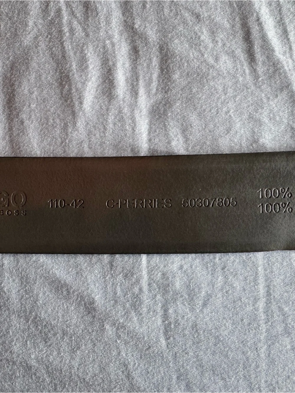 Hugo Boss Black Textured Leather Belt with Polished Silver Buckle